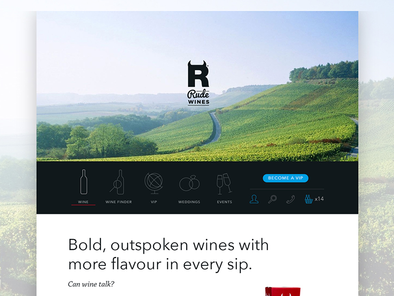 website design for Rude Wines